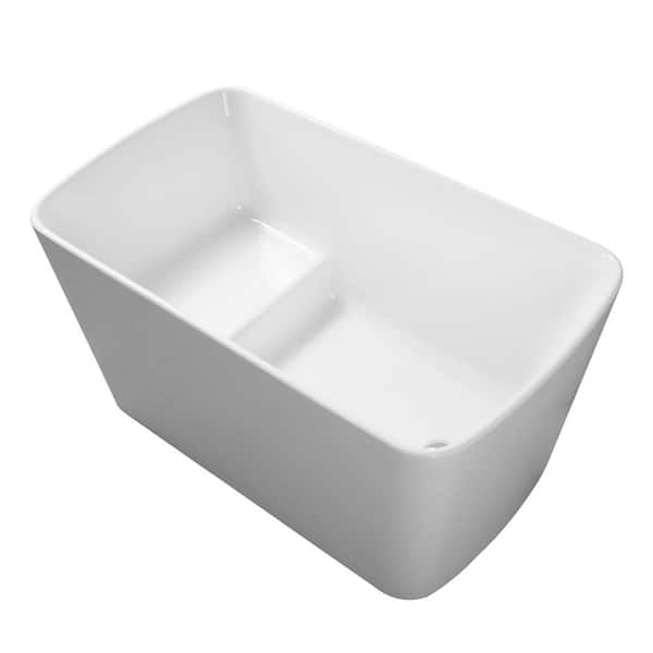 49 in. x 28 in. Soaking Tub Acrylic Freestanding Soaking Bathtub Square-Shape Japanesein Glossy White