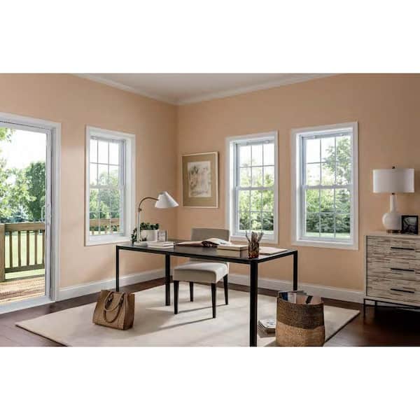 50 Series Low-E Argon Glass Double Hung White Vinyl Replacement Window, Screen Incl