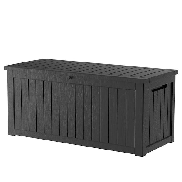 230 gal. Black Waterproof Resin Deck Box for Patio Cushions, Gardening Tools, Accessories