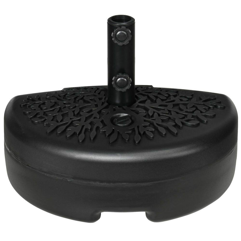 Plastic Half Round Patio Umbrella Base in Black for Lawn Deck Backyard & G