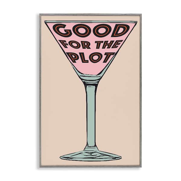 Stupell Industries Good For The Plot Cocktail by Graffi*tee Studios Gray Framed Food Giclee Art Print 18 in. x 12 in.