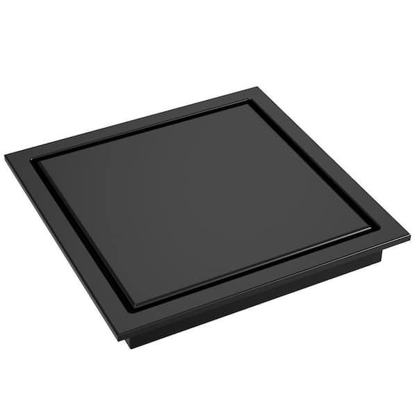 6 in. Square Shower Drain Stainless Steel with Hair Strainer, Fast Drainage in Matte Black