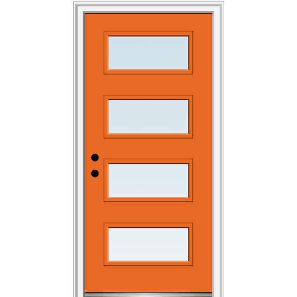 MMI Door 36 in. x 80 in. Celeste Low-E Glass Right-Hand Inswing 4-Lite Clear Painted Steel Prehung Front Door