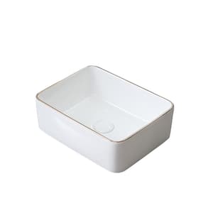 Modern White Ceramic rectangular Vessel Sink