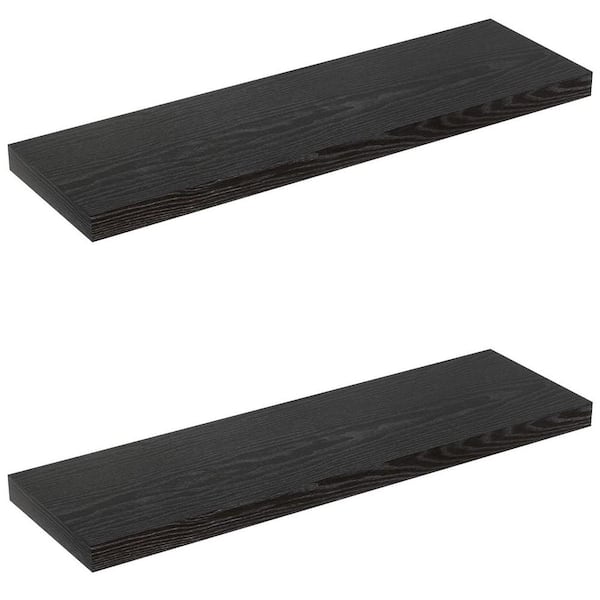 Unbranded 36 in. W x 9.3 in. D Black Floating Shelves Decorative Wall Shelf Display Storage Shelves Set of 2