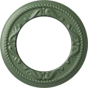 7/8" x 12-1/4" x 12-1/4" Polyurethane Roped Medway Ceiling, Hand-Painted Athenian Green