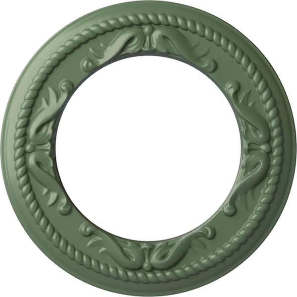 Ekena Millwork 7/8" x 12-1/4" x 12-1/4" Polyurethane Roped Medway Ceiling, Hand-Painted Athenian Green