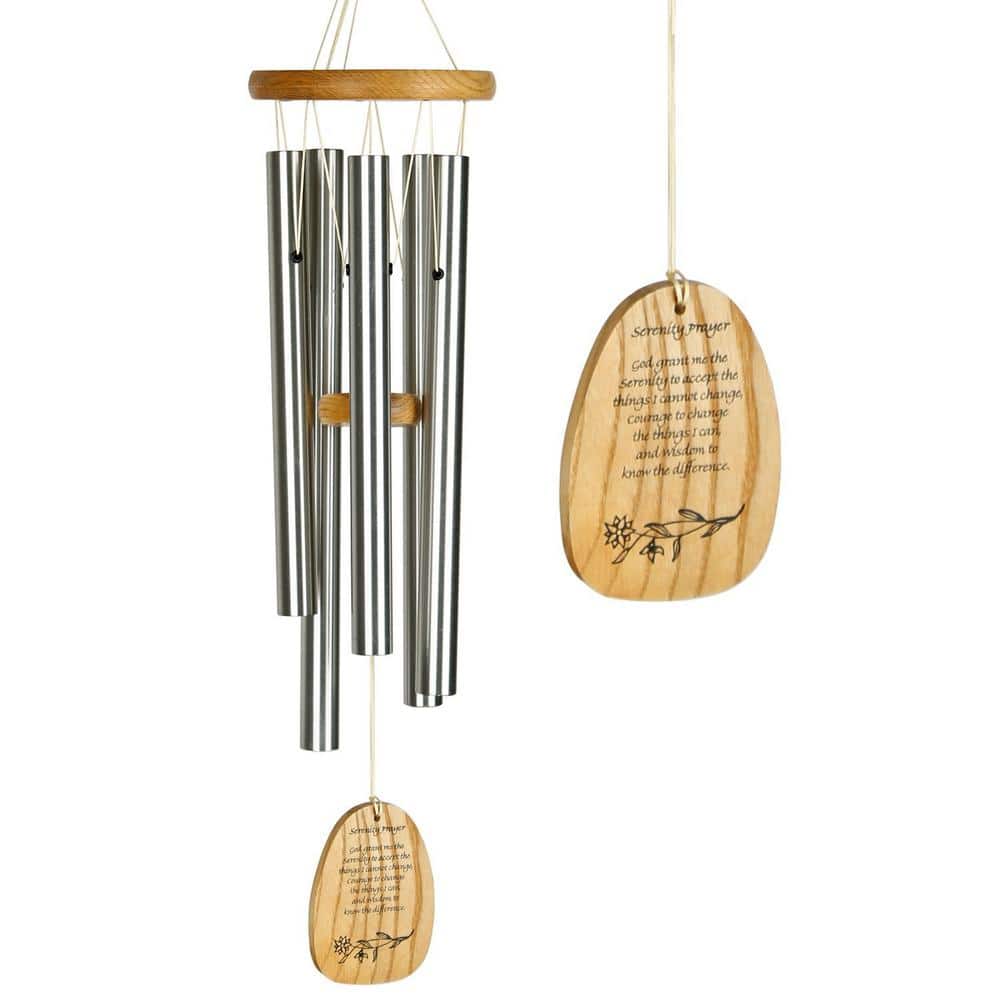 Serenity Prayer 22'' Silver and Wood Wind Chime