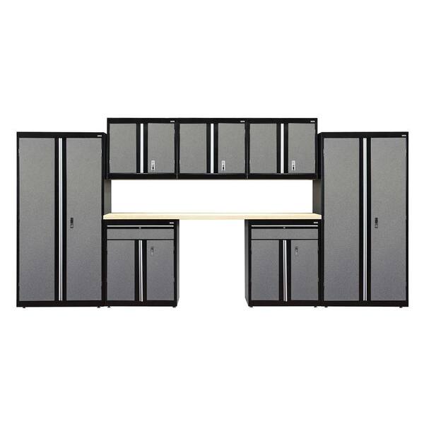 Sandusky 8-Piece Steel Garage Storage System in Black/Multi-Granite (162 in. W x 72 in. H x 18 in. D)