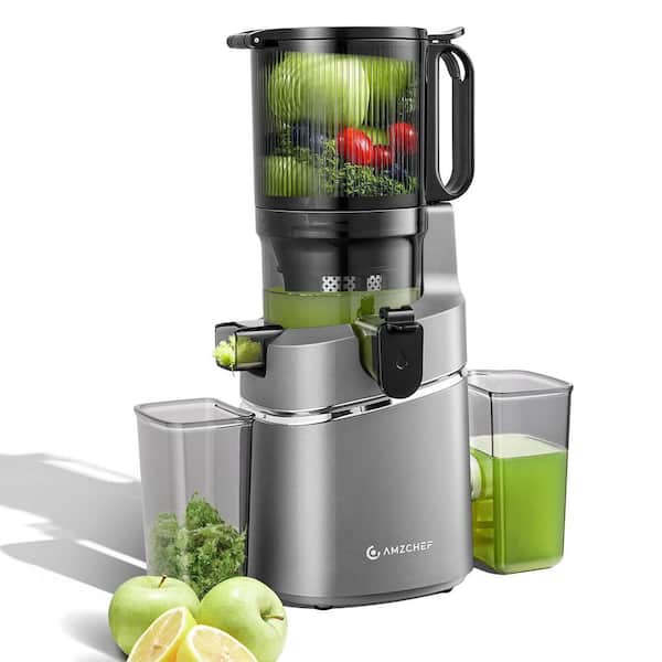 250W 68 oz. Gray Masticating Juicer with 5.8 in. Extra Wide Feed Chute, 55RPM Slow Cold Press Juicer with Large Auger
