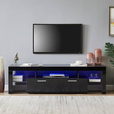 white TV Cabinet for Living Room Retro Home Media Entertainment Center for tv up to 47 mecor Mid-Century TV Stand,TV Console Unit with Storage 