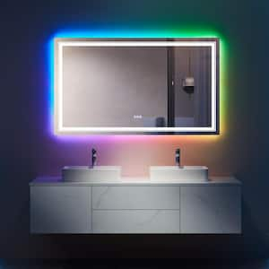 55 in. W x 30 in. H Large Rectangular Frameless Anti-Fog Wall-Mounted LED Bathroom Vanity Mirror