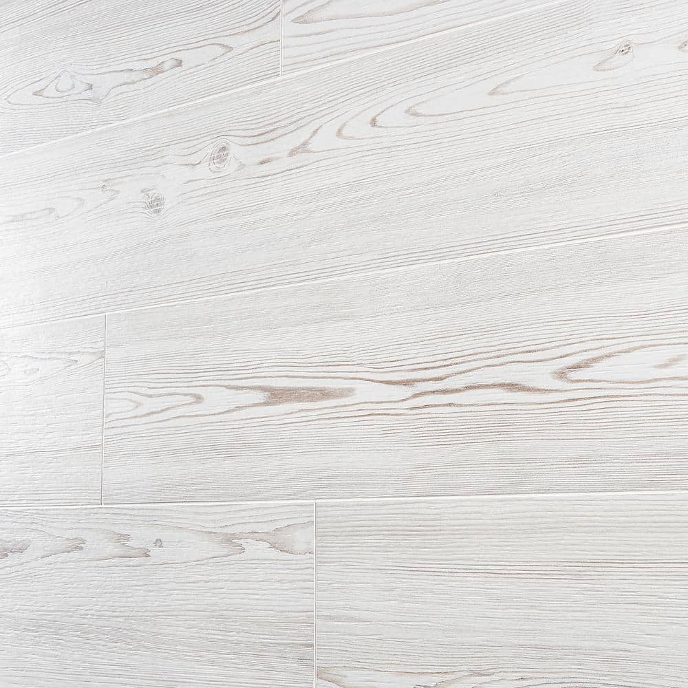 Teakwood Mandorla 8" x 48" Matte White Porcelain Wood Look Tile