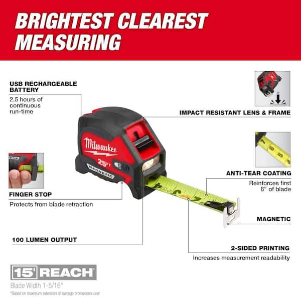 Milwaukee 25 ft. x 1-1/16 in. Compact Wide Blade Tape Measure with