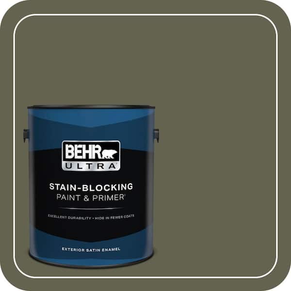 BEHR ULTRA 1 gal. #N350-7A Mountain Olive Satin Enamel Exterior Paint & Primer