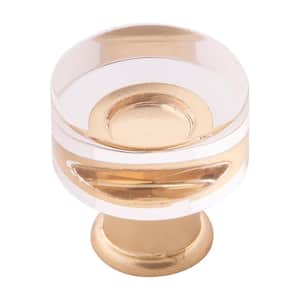Midway Collection 1 in. Crysacrylic with Brushed Golden Brass Finish Cabinet Knob