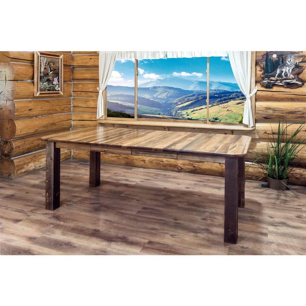 Early American Reclaimed Pine Extendable Dining Table Seats 8