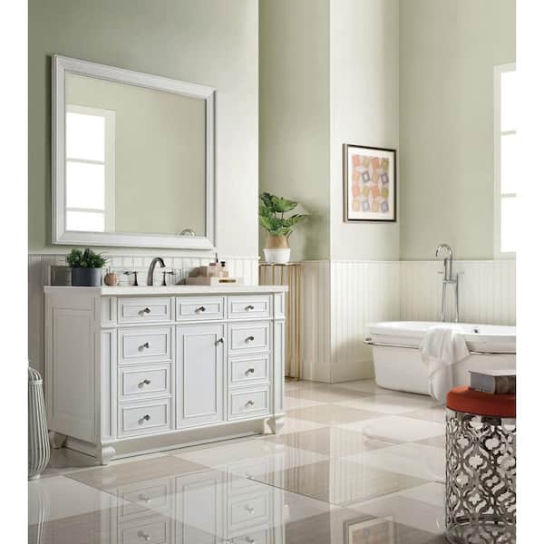 James Martin Vanities Bristol 48.0 in. W x 23.5 in. D x 34.0 in. H Single Bathroom Vanity in Bright White with Lime Delight Quartz Top
