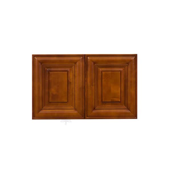 LIFEART CABINETRY Cambridge Assembled 30x18x12 in. Wall Cabinet with 2 Doors No Shelf in Chestnut