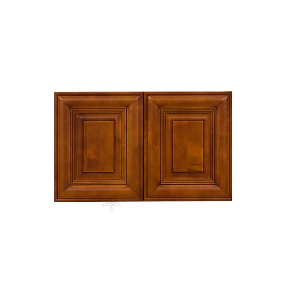 LIFEART CABINETRY Cambridge Assembled 36x18x12 in. Wall Cabinet with 2 Doors No Shelf in Chestnut