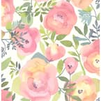 RoomMates Perennial Blooms Pink Vinyl Peel & Stick Wallpaper Roll ...