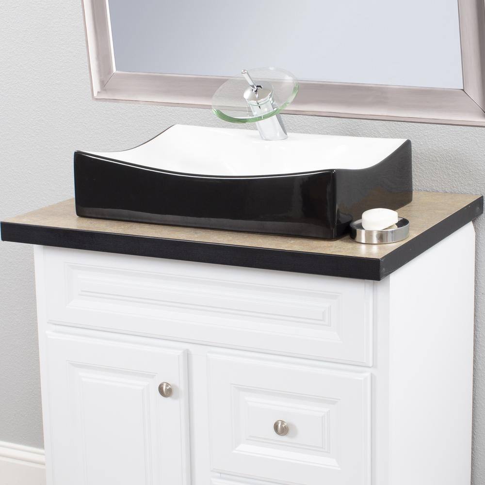 Chrome and Clear Glass Waterfall Bathroom Faucet
