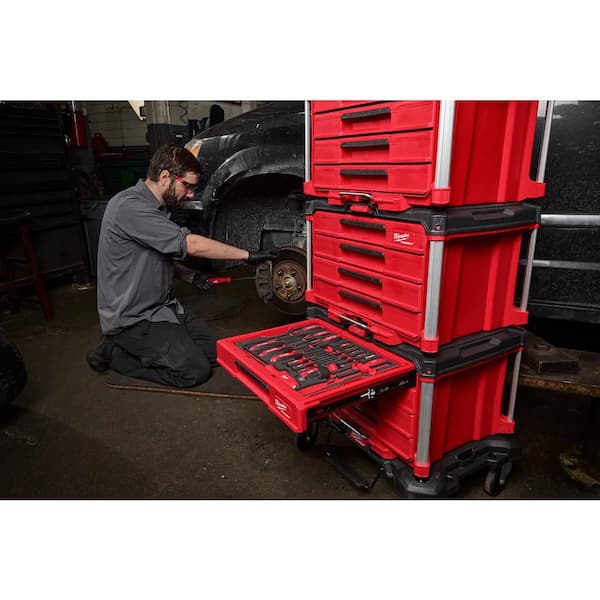 Milwaukee Hand Tool Set with PACKOUT 4 Drawer Tool Box (64-Piece