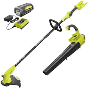 40V Cordless Battery String Trimmer and Jet Fan Blower Combo Kit (2-Tools) with 4.0 Ah Battery and Charger