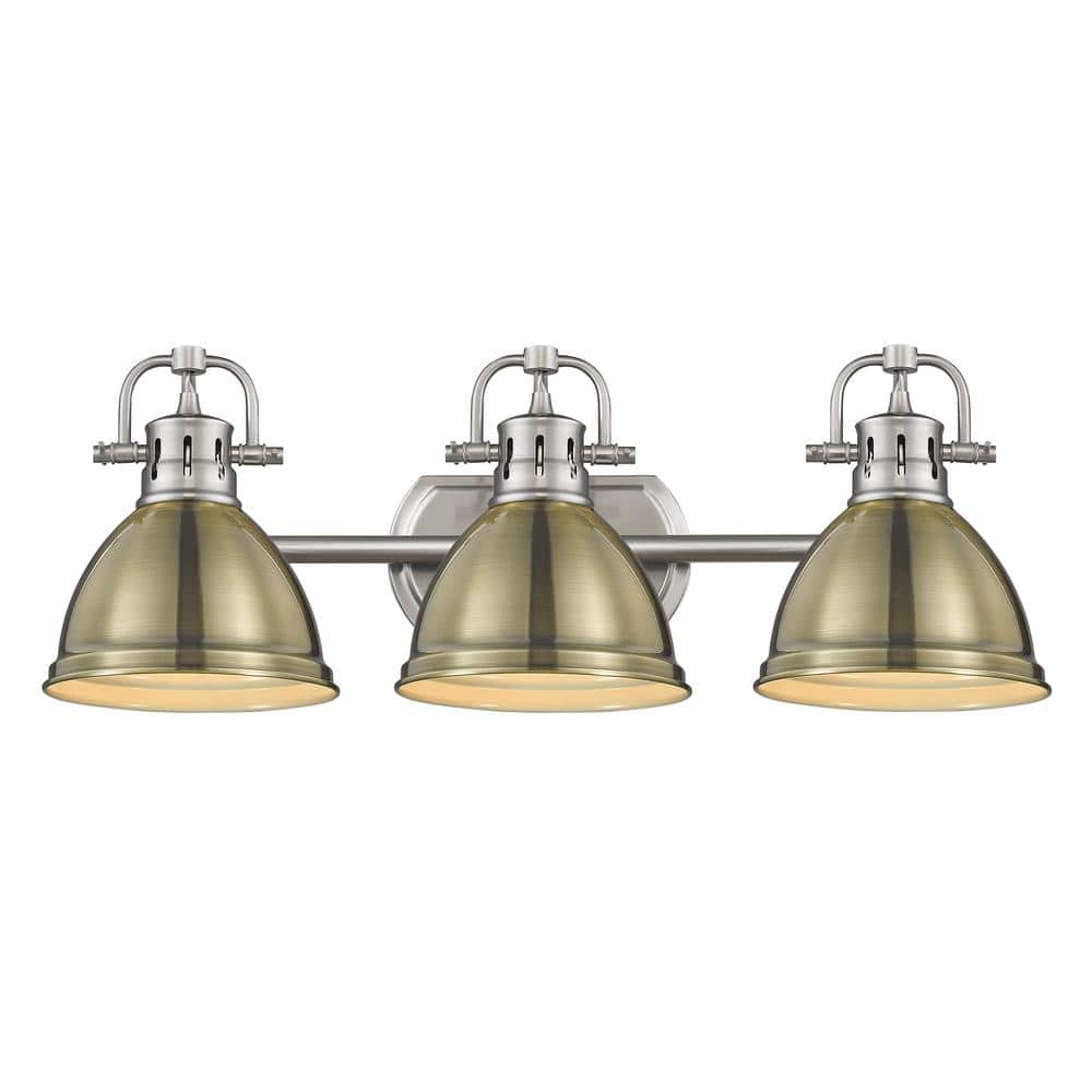 Duncan 3-Light Pewter and Brass Bath Vanity Fixture