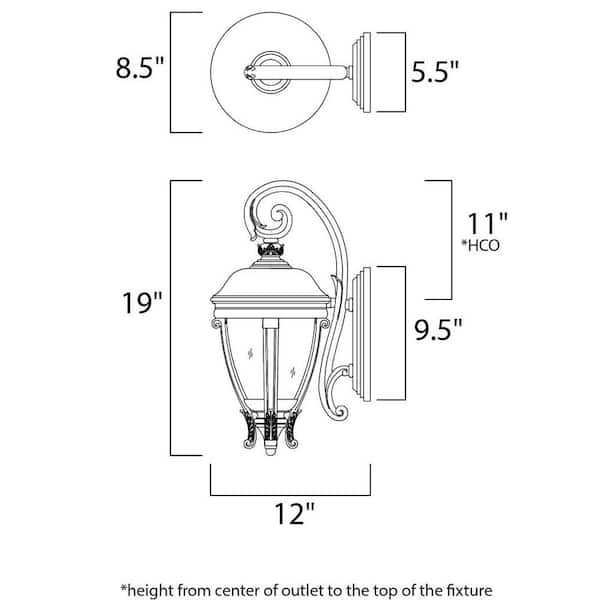 Camden Vivex 2-Light Black Outdoor Wall Lantern Sconce