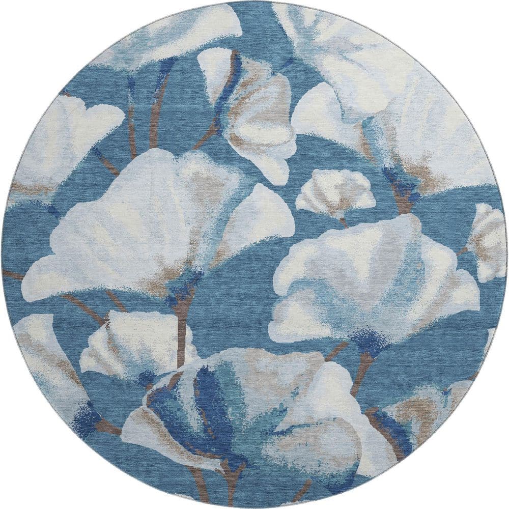 Mayfield Premium Machine Washable Abstract AMF2405 Blue 8 ft. x 8 ft. Round Rug price history on PriceWatchPro