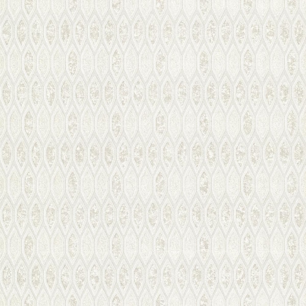 A-Street Prints Damour Cream Hexagon Ogee Wallpaper Sample