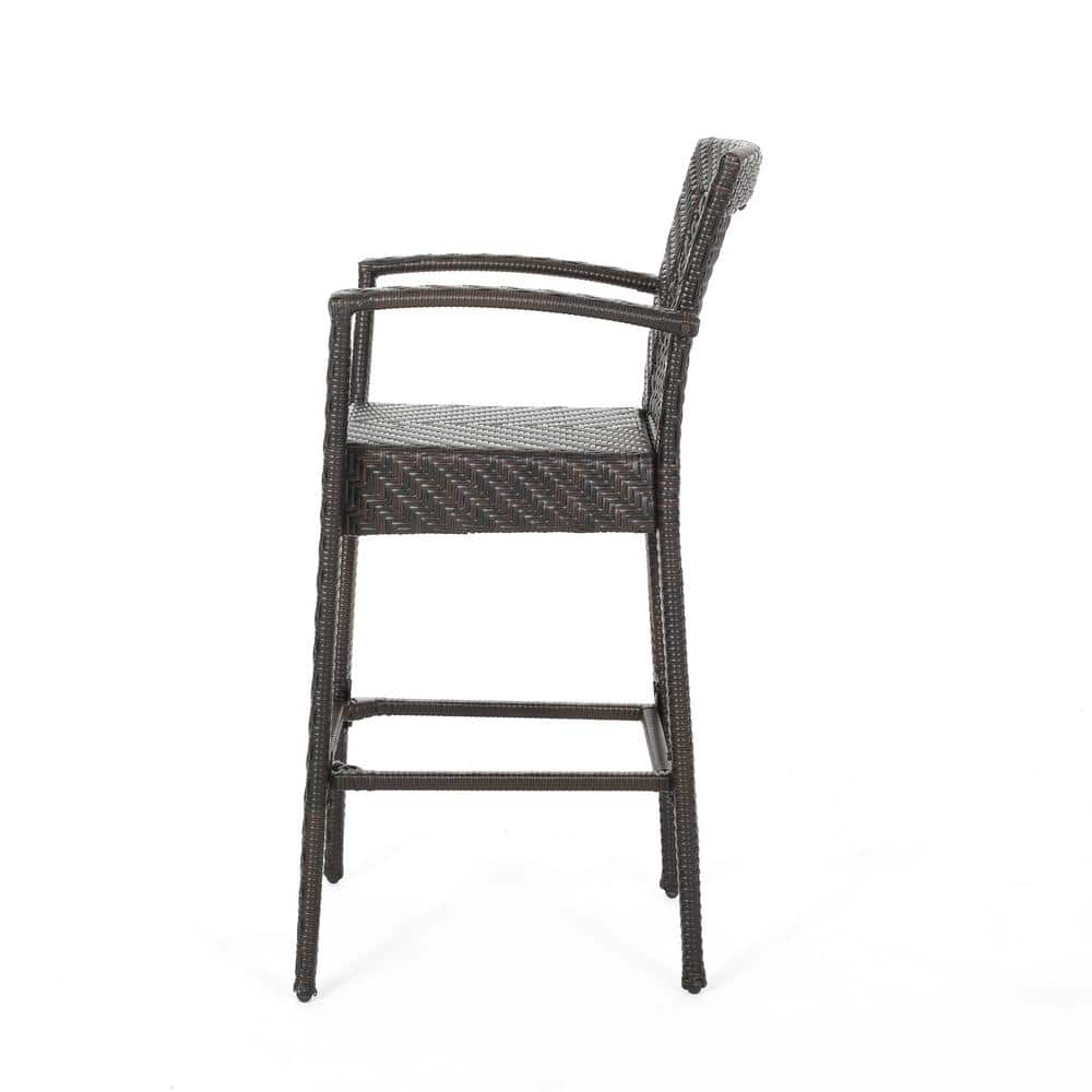Megan 46" Dark Brown Wicker Outdoor Barstool Set