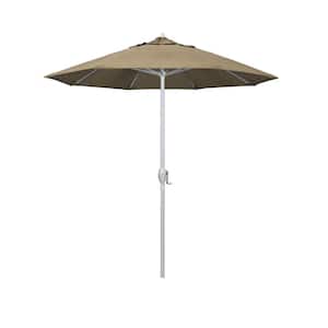 7.5 ft. Matted White Aluminum Market Patio Umbrella Auto Tilt in Heather Beige Sunbrella