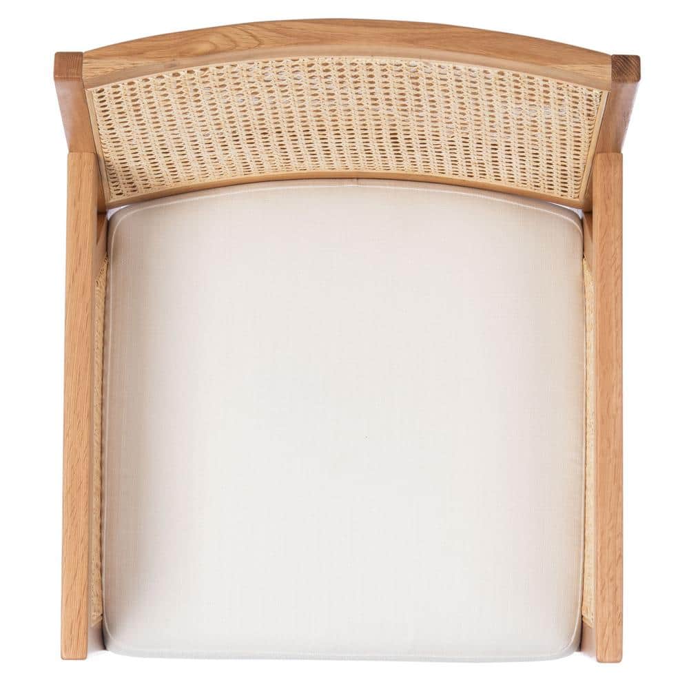 Natural Rattan and Cane Arm Chair with Linen Cushion