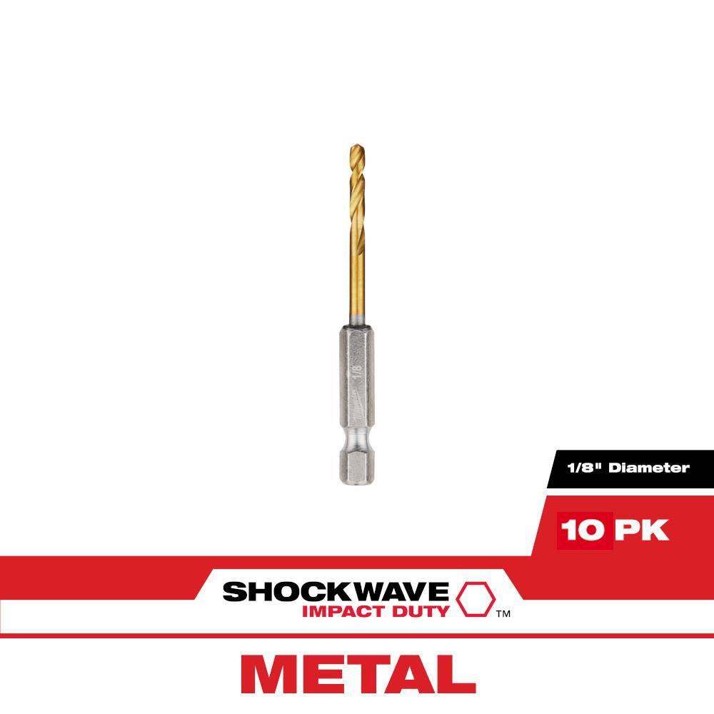 Milwaukee SHOCKWAVE 1/8 in. Titanium Twist Drill Bit (10-Pack) 48
