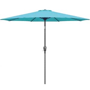 9 ft Outdoor Patio Table Market Umbrella, 108 in.Tall Matte Pole Extension with Button Tilt/Crank for Backyard Turquoise