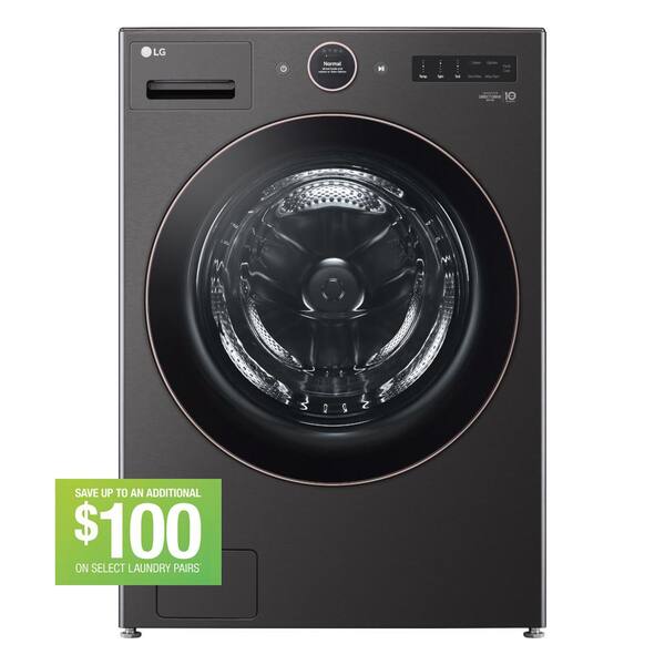 LG 5.0 cu. ft. Stackable Smart Front Load Washer in Black Steel with AI Digital Dial, Steam and TurboWash360