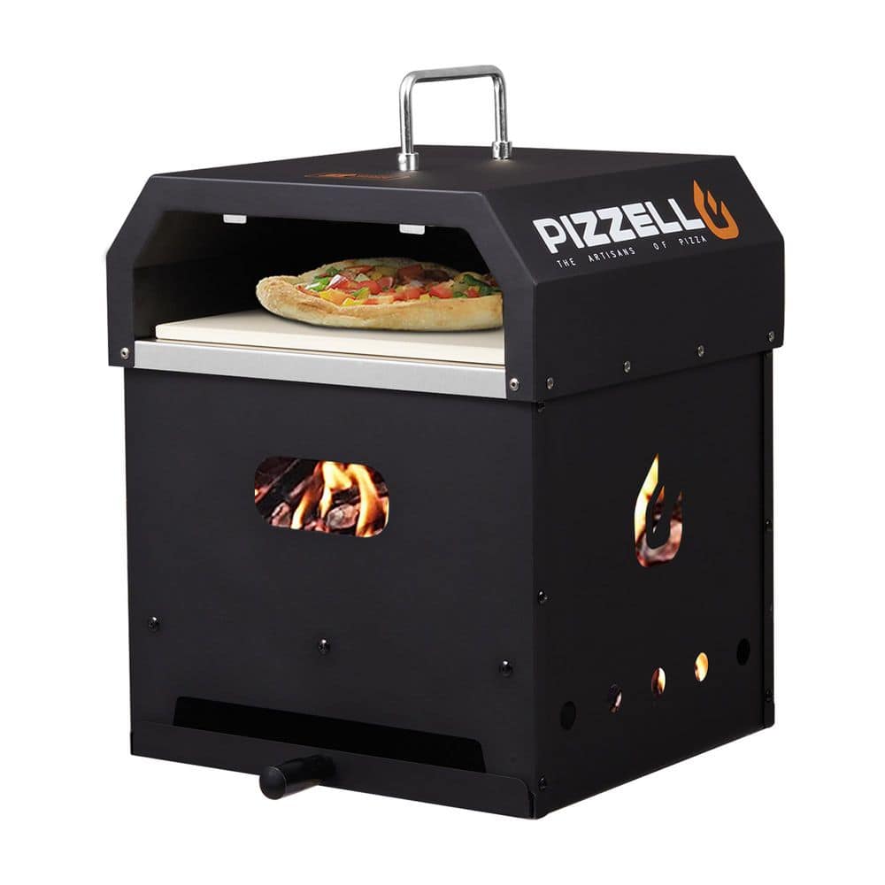 12-Inch Black Multifunctional Outdoor Pizza Oven with Grill and Firepit