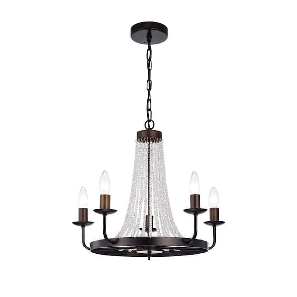 Warehouse of Tiffany Cynbel 21 in. 5-Light Indoor Bronze Chandelier with Light Kit