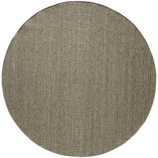 Tulum Olive 8 ft. x 8 ft. Linear Contemporary Round Area Rug
