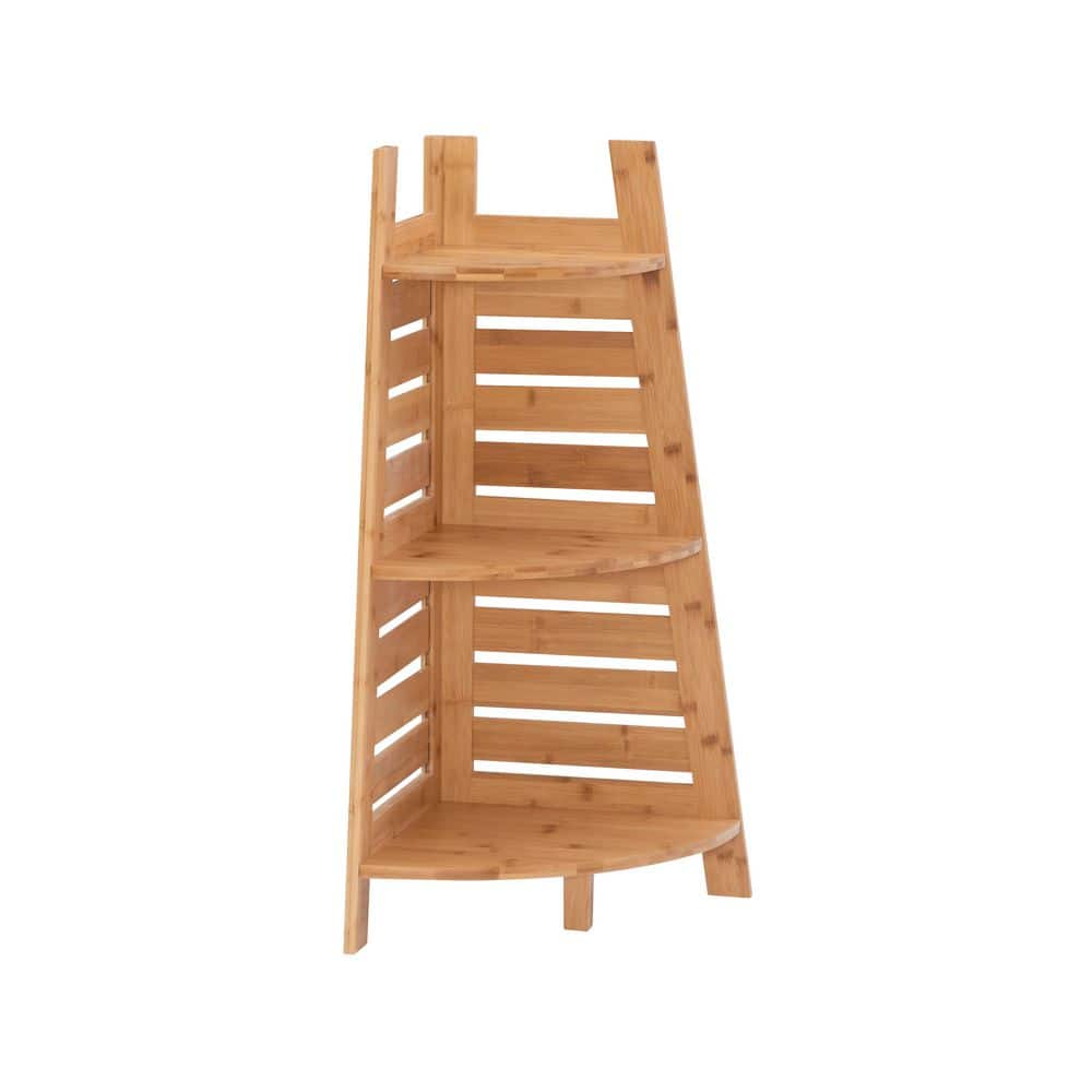 Broadmore 14.5 in. W x 32.75 in. H x 14.5 in. D Bamboo Triangle Corner Shel