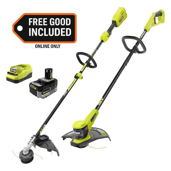 ONE+ HP 18V Brushless 15" Attachment Capable String Trimmer w/ 6.0 Ah Battery, Charger, & FREE ONE+ 13" String Trimmer