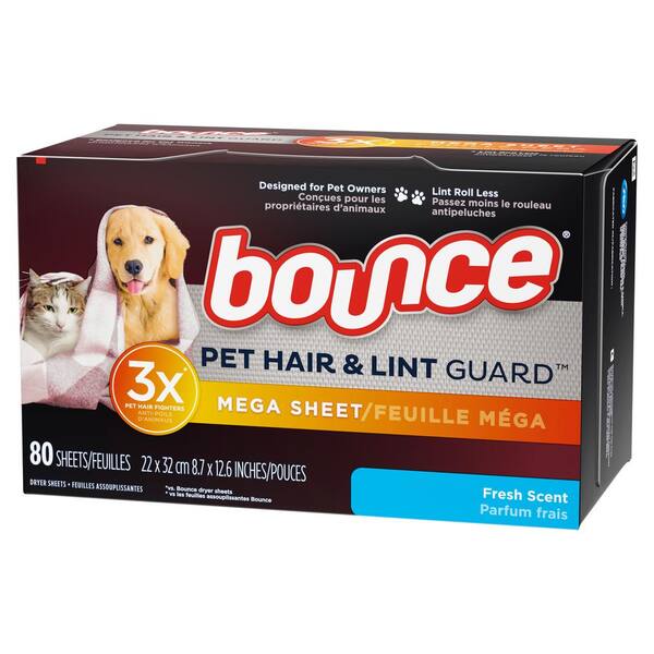 Bounce Pet Hair and Lint Guard Mega Fresh Scent Dryer Sheets 80