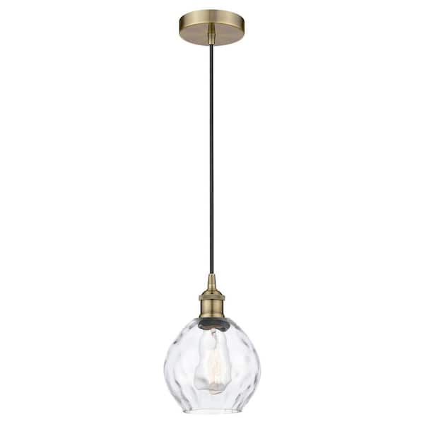 Waverly 60-Watt 1-Light Antique Brass Standard Mini Pendant Light with Clear Glass Shade, No Bulbs Included