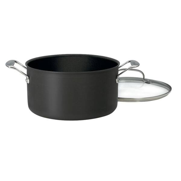 Cuisinart Chef's Classic 6 qt. Hard Anodized Aluminum Nonstick Stock Pot in Black with Tempered Glass Cover