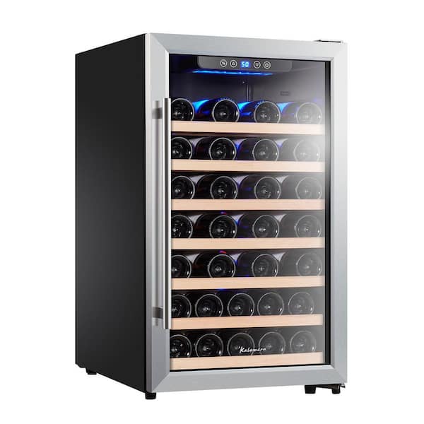 50-bottle Wine Cooler, Single-Zone, Touch Control. Black and Stainless Steel. Ideal for Home