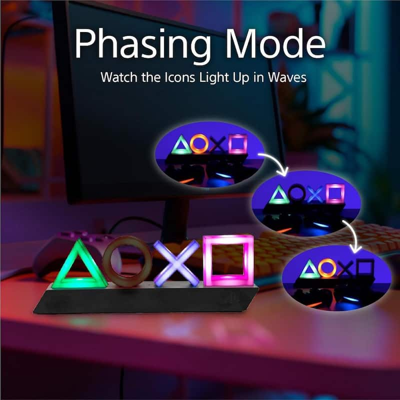 PlayStation Controller Icons Light with 3 Light Modes - Sound Reactive, Dynamic Phasing, and Standard Mode