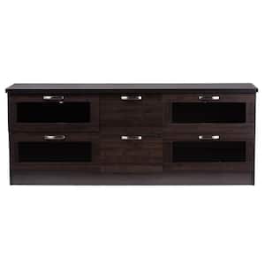 Adelino 62 in. Dark Brown Wood TV Stand with 2 Drawer Fits TVs Up to 70 in. with Storage Doors