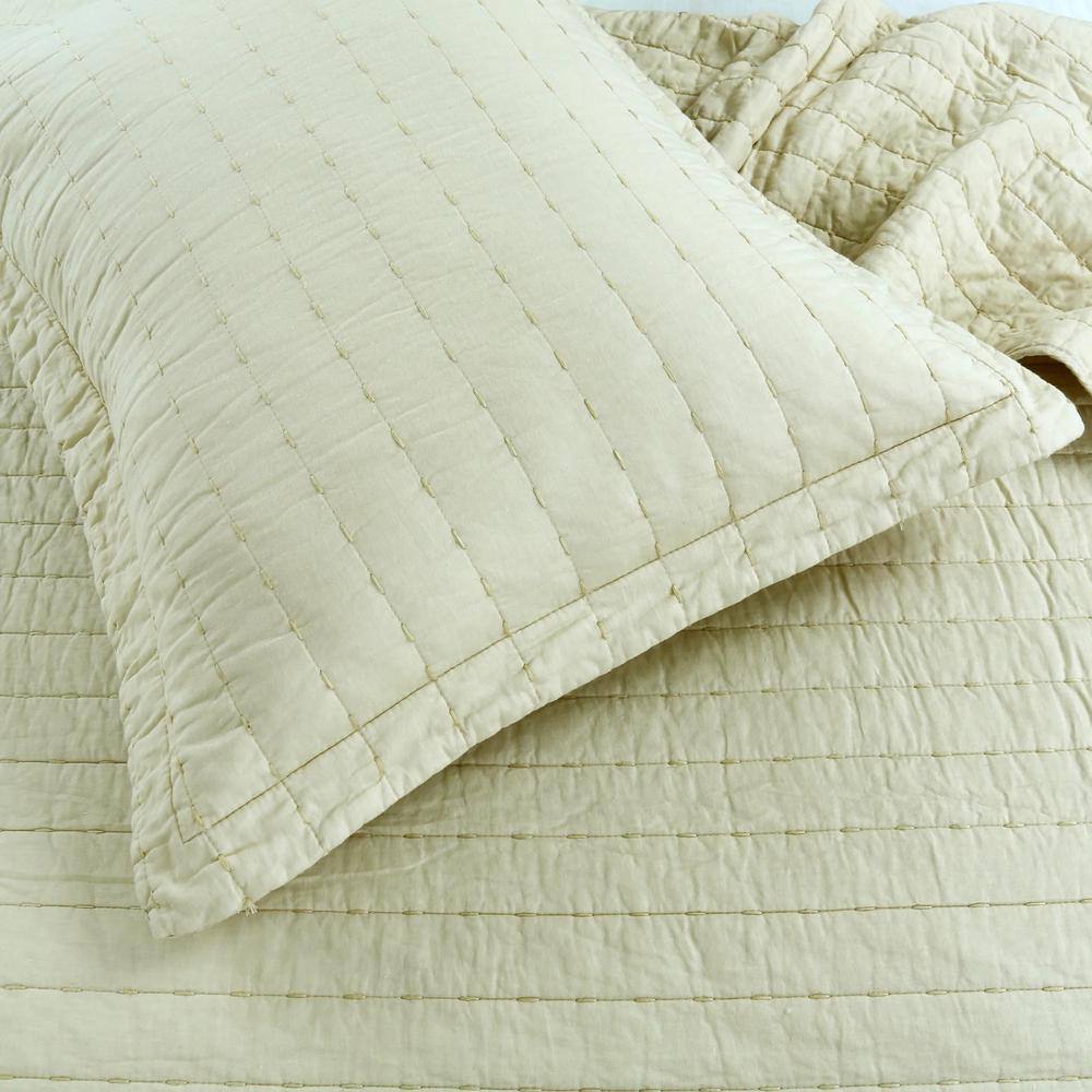 Sandy Beige Queen Cotton Bedspread Set